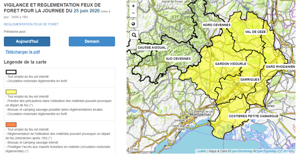 carte vigilance feux