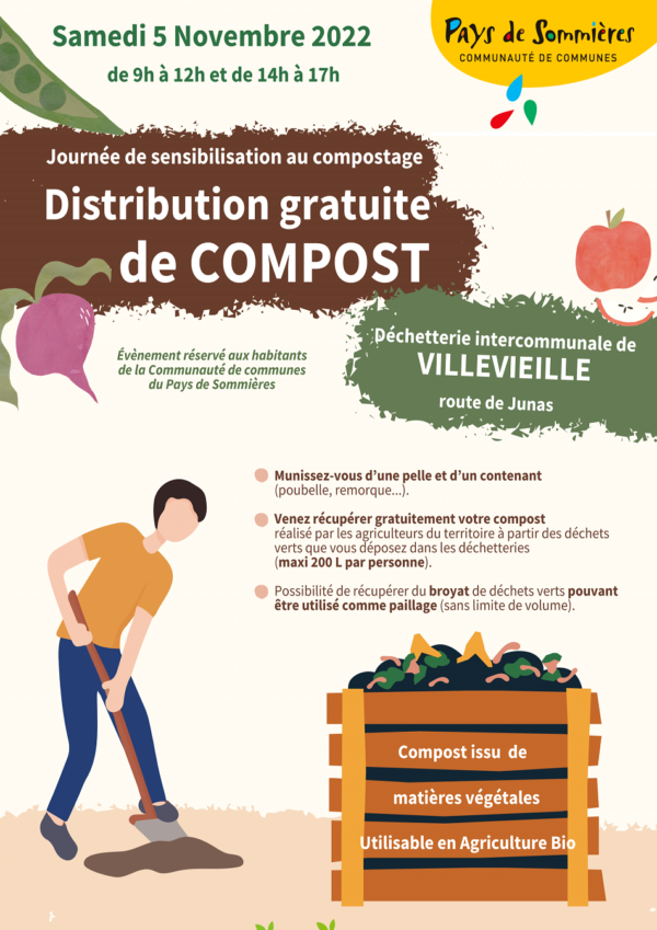 Distribution gratuite de compost à la déchetterie de Villevieille.